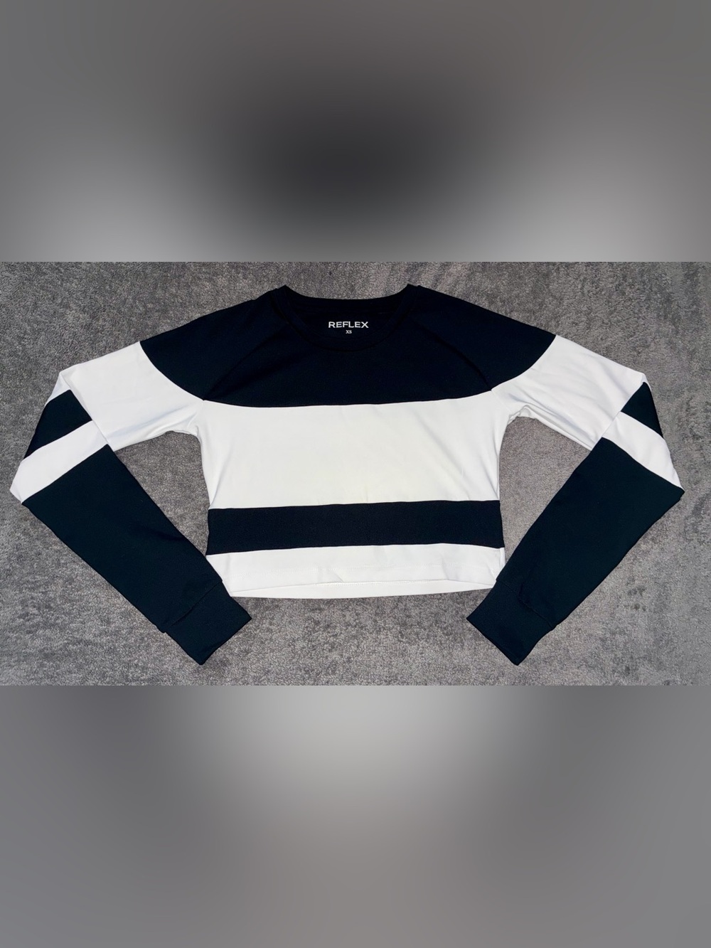 Reflex Black & White Striped Crop Long-Sleeve Top S